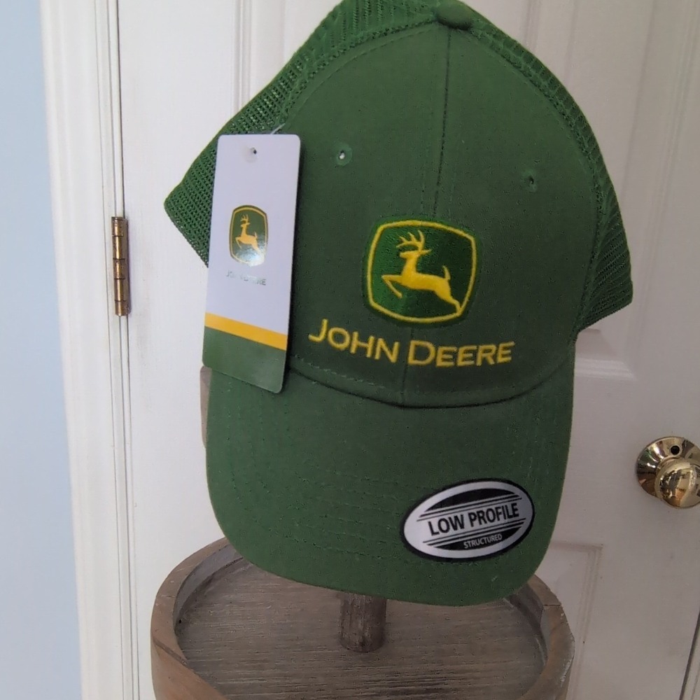 John Deere Green Mesh Trucker Hat Low Profile Adjustable Snapback
